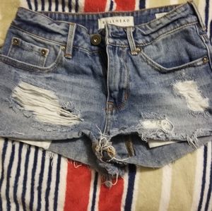 Denim distressed shorts
